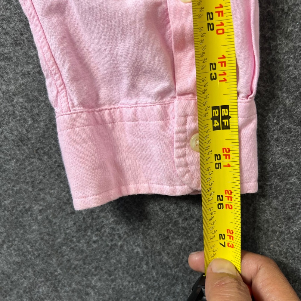 Vintage Ralph Lauren Button Down Shirt Men's XL Pink Custom Fit Teal Pony Preppy - Picture 8 of 8